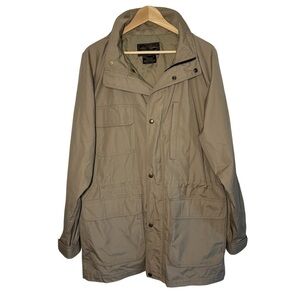 Eddie Bauer Parka Rain Coat Mens Large Vintage Hong Kong Light Weight Hood Beige